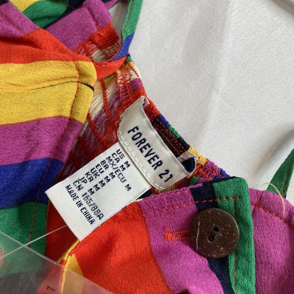 Pride Women's Rainbow Striped Cropped Top Size M Parade Vibrant Gay Forever 21 - Picture 5 of 12